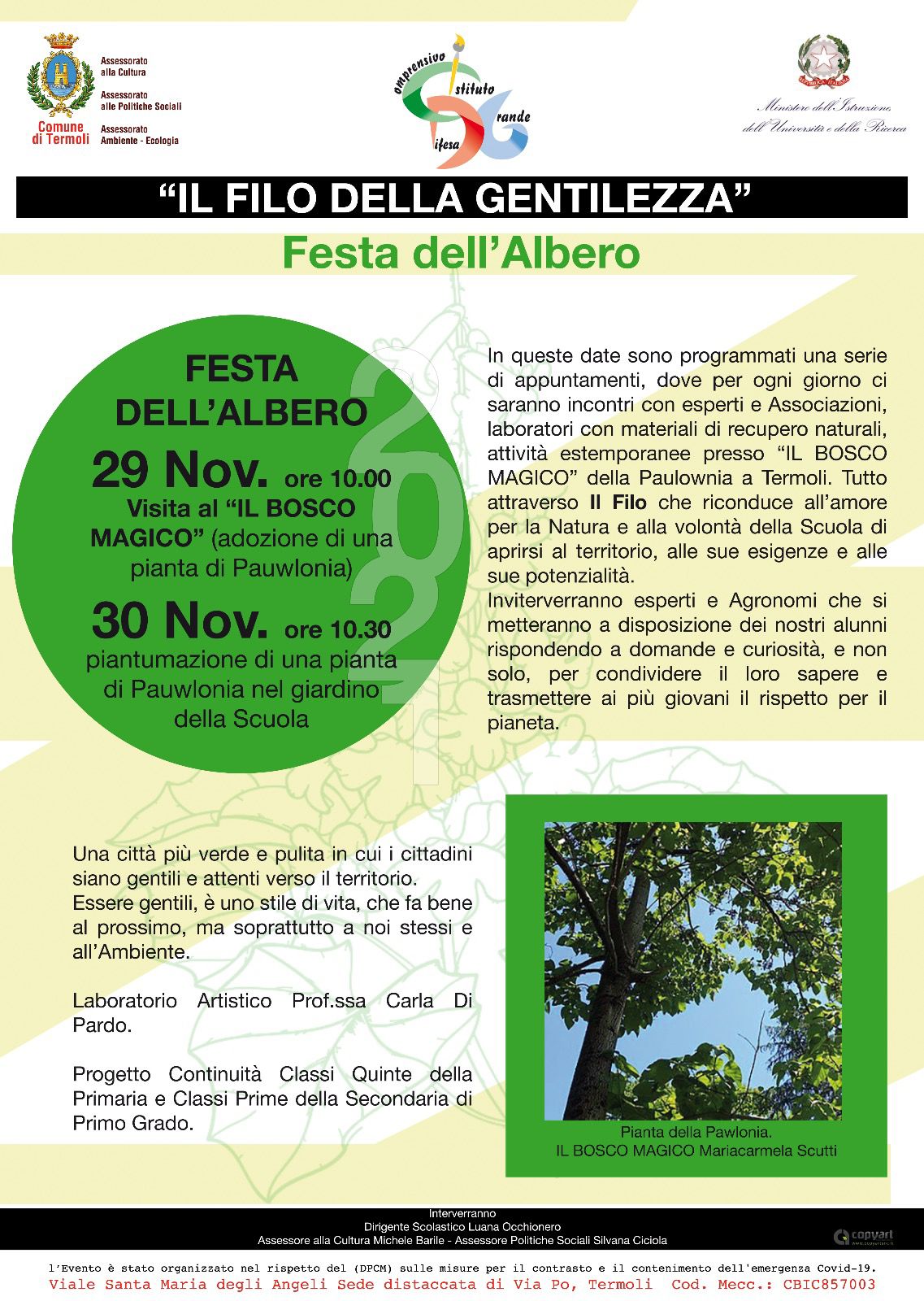 Festa dell’albero – Eventi legati al progetto di Istituto “Il filo della Gentilezza”
